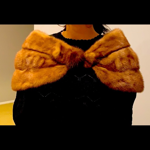 Brown Mink fur shawl Scarves & Wraps